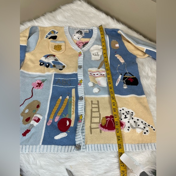 New Storybook Knits Labor of Love Colorful Graphic Knit Cardigan M - Picture 13 of 16